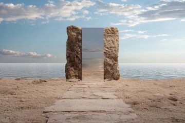 Dual existence: An artistic depiction of a parallel universe, blending abstract elements and surreal visuals, highlighting the enigmatic nature of alternate dimensions.