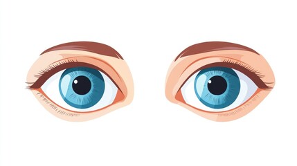 Normal eye vs cataract eye in flat design against a clean white background