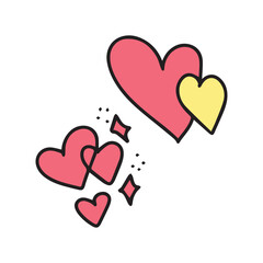 kawaii heart love stock element isolated on white background