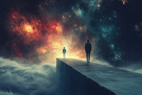 Dual existence: An artistic depiction of a parallel universe, blending abstract elements and surreal visuals, highlighting the enigmatic nature of alternate dimensions.