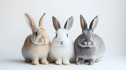 Obraz premium three rabbits on white background