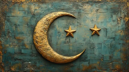 Fototapeta premium serene guided meditation concept illustrated with textured crescent moon and star evoking calm and tranquility.stock image