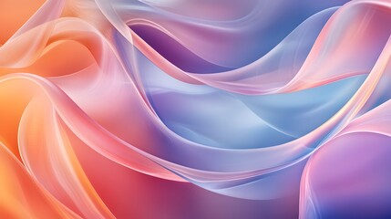 Abstract curves and waves blending into soft translucent layers with flowing motion