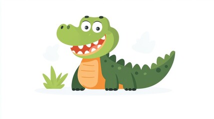 Obraz premium This sleek flat design showcases a stylish crocodile, blending fun textures with a minimalist cartoon flair.