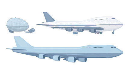 Obraz premium Varied Aircraft and Airships on Transparent Background Generative AI