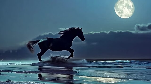 Centaur racing across a moonlit plain, Video
