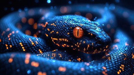 Snake Intertwined With Binary Code