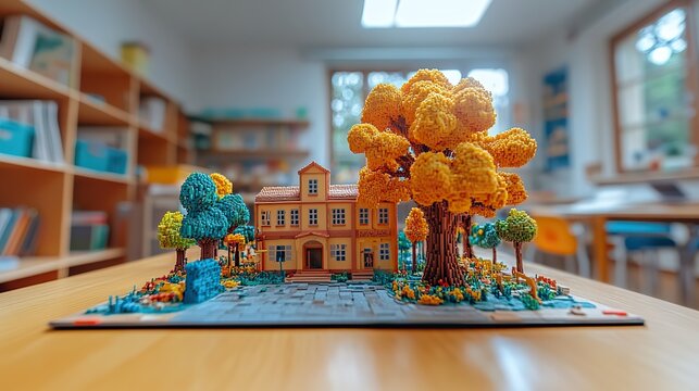 tablet on classroom desk displays augmented reality showcasing an innovative and engaging learning experience ar in education revolutionizes traditional teaching methods.image