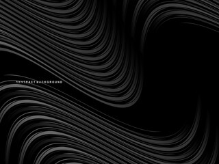 Abstract futuristic dark black background with modern wave design. Realistic 3d wallpaper with flowing lines. Perfect background for posters, websites, brochures, banners, apps, etc.