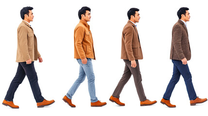 Naklejka premium Asian Men in Casual Outfits on a Clear Background Generative AI