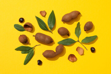 Tamarind, concept of delicious food, fresh tamarind fruit