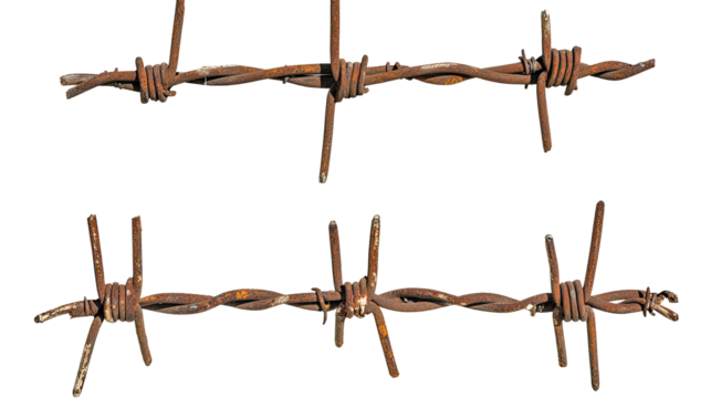Rusty Barbed Wires Collection on Transparent Background Generative AI
