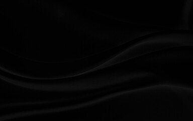 Black gray satin dark fabric texture luxurious shiny that is abstract silk cloth background with patterns soft waves blur beautiful.