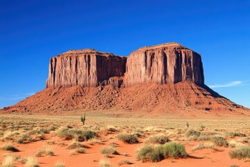 Fototapeta premium A dramatic desert landscape with towering red rock cliffs