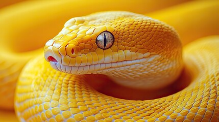 vibrant yellow snake coiled on yellow background symbolizing the python programming language.illustration