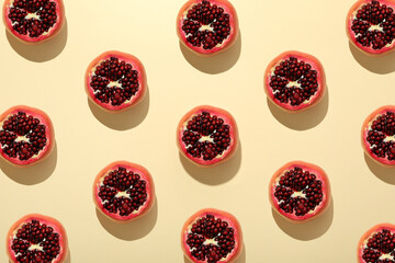 Fresh juicy pomegranate on a light background