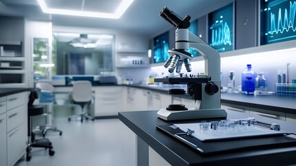 Research laboratory healthcare and medicine microscope. 