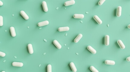 White capsule medical care health pattern seamless on blue background