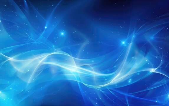 Fototapeta Blue background with glowing lines, glowing abstract shapes, glowing curves, glowing light effects, blue gradient background