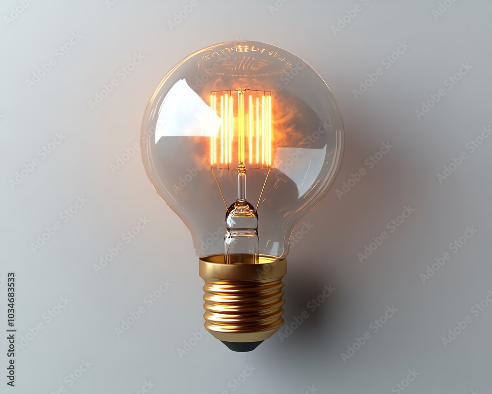 Aufkleber Highresolution 3D depiction of a light bulb with a luminous filament that spells idea, contrasted against a smooth white background for clarity