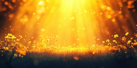 Fototapeta premium Morning sunlight illuminating a vintage-style nature backdrop with warm golden tones, Vintage nature scene illuminated by warm morning sunlight
