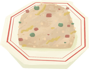 Hand drawn illustration of fried rice