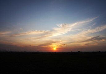 photo of a clear sky in the morning, and the sunrise and beautiful white clouds