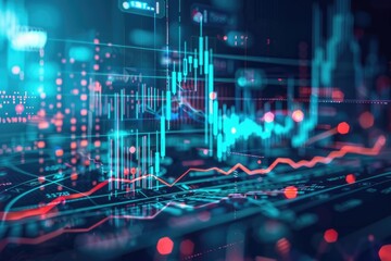 Digital interface featuring AI-driven stock market analysis with cutting-edge financial tools and real-time data visualization