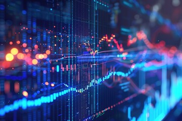 Digital dashboard featuring AI-powered stock market analysis with cutting-edge financial tools and dynamic data trends