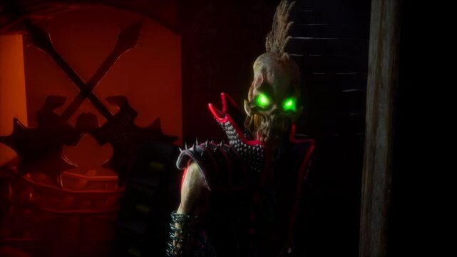 Punk Skeleton VJ Loop &ndash; stylized punk rock skeleton with spiky bones on the head and punkish outfit moving on the beat in seamless loop. Use it in your next VJ thematic sets, metal and gothic festival