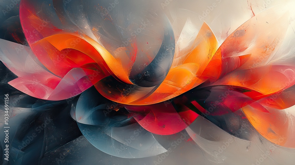 Poster abstract digital art with vibrant colors geometric shapes and dynamic splashes representing creativi