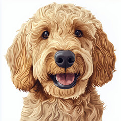 Goldendoodle dog face illustration, doodle dog head graphic element