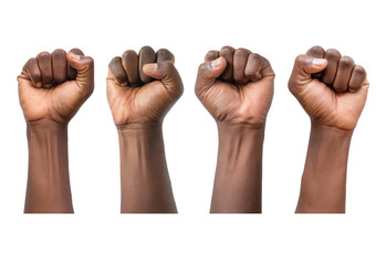 Collection Black Man hand fist isolated on transparent or white background