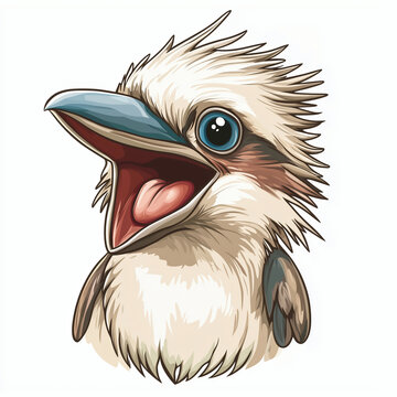 recommend clip art: Head of a laughing kookaburra bird cartoon illustration clip art design element