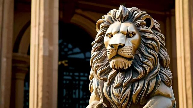 a lion statue , representing the lion in the book of Daniel