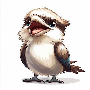 recommend clip art: Cute laughing kookaburra bird isolated on a white background
