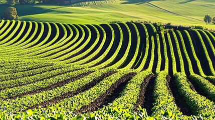 Fototapeta premium Lush and vibrant asparagus farm with tall green spears growing in an isolated nature setting showcasing the beauty of sustainable agriculture and the bounty of the spring season