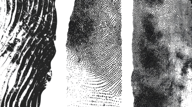Black Noise Stippled Halftone Patterns Generative AI