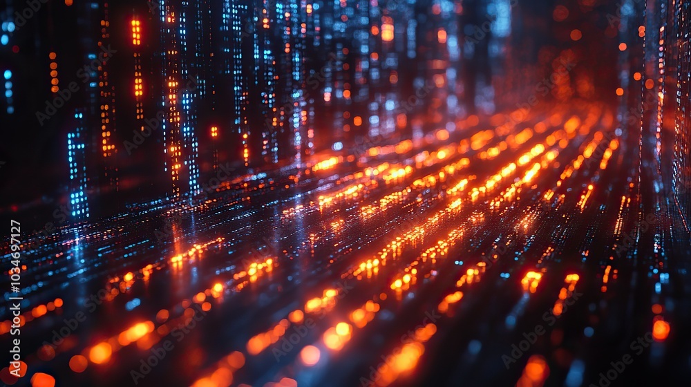 Poster abstract visualization of dat mining with digital lines and dat text