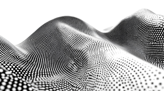 Collection of Black Noise Stippled Dots Forming Halftone Patterns Generative AI