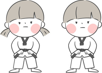 태권도를 하는 어린이 캐릭터