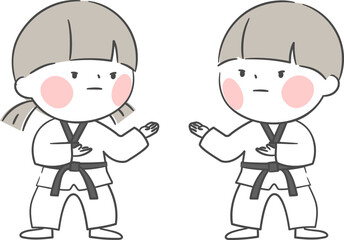 태권도를 하는 어린이 캐릭터