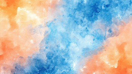 Obraz premium Orange and blue watercolor background