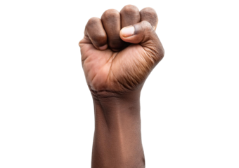 Black Man hand fist isolated on transparent or white background