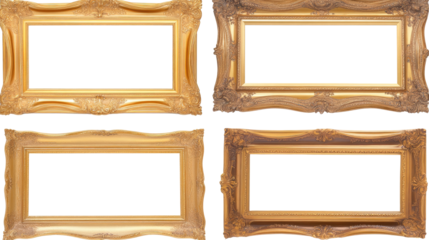 Elegant Set of Blank Decorative Art Frames on Transparent Background Generative AI