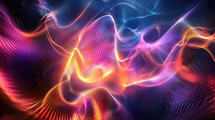 Obraz premium Composition of vibrant sine waves light and fractal elements designed as a backdrop for projects related to sound equalization music visualization and quantum probability concepts
