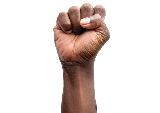 Black Man hand fist isolated on transparent or white background - Powered by Adobe