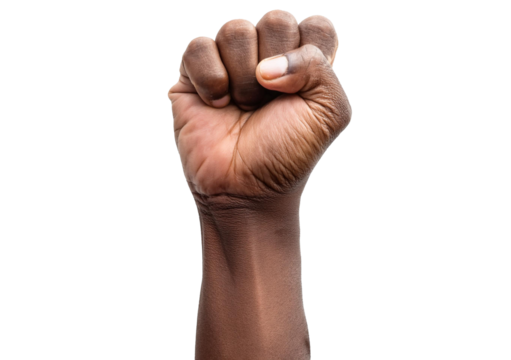 Black Man hand fist isolated on transparent or white background