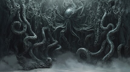 Cthulhu inspired fantasy dark art high definition backdrop