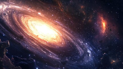 Fototapeta premium Galaxy in space a 3D cartoon rendering showcasing the beauty of the universe and a black hole